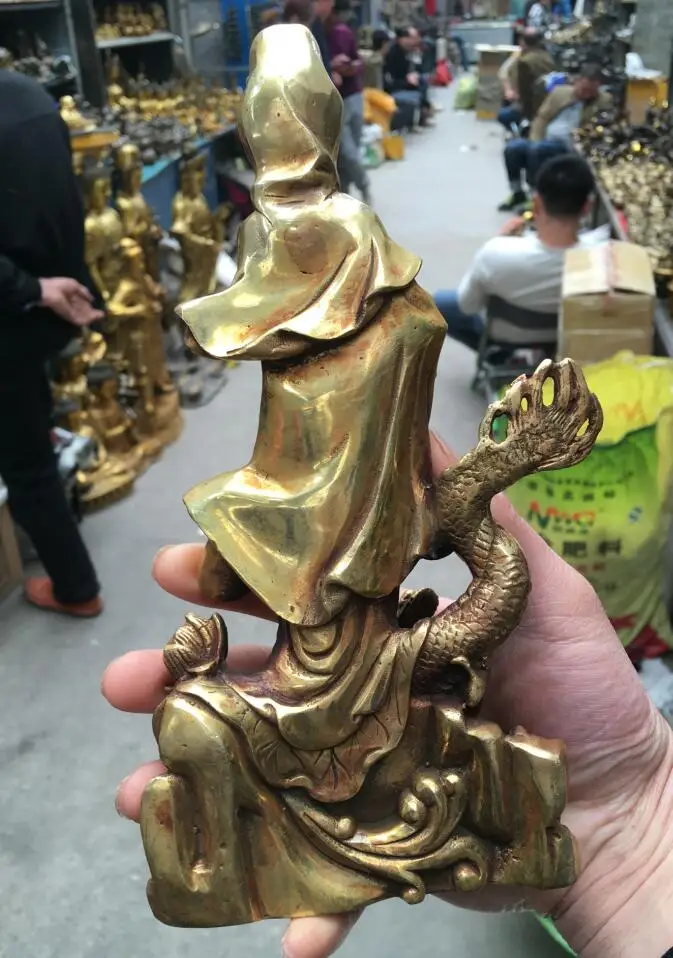 Free Shipping 22cm Royal Chinese Bronze Gilt Dragon Kwan Yin Quan Yin
