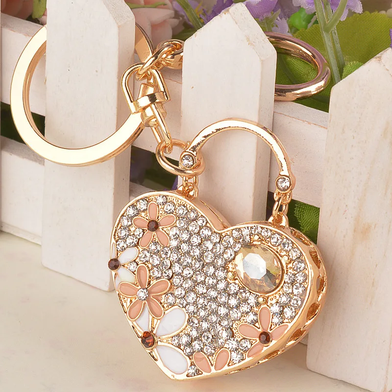 Новые детали новизны мода rhinestone сплава цветок любви сердце брелок подарок