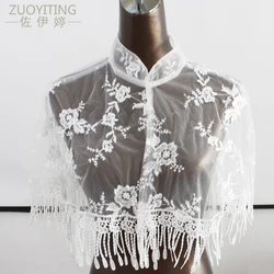 ZUOYITING 2017 Off Ivory Lace High Neck See Through Wedding Bolero Women Wraps Bridal Jacket Wedding Shawl Wedding Accessories26
