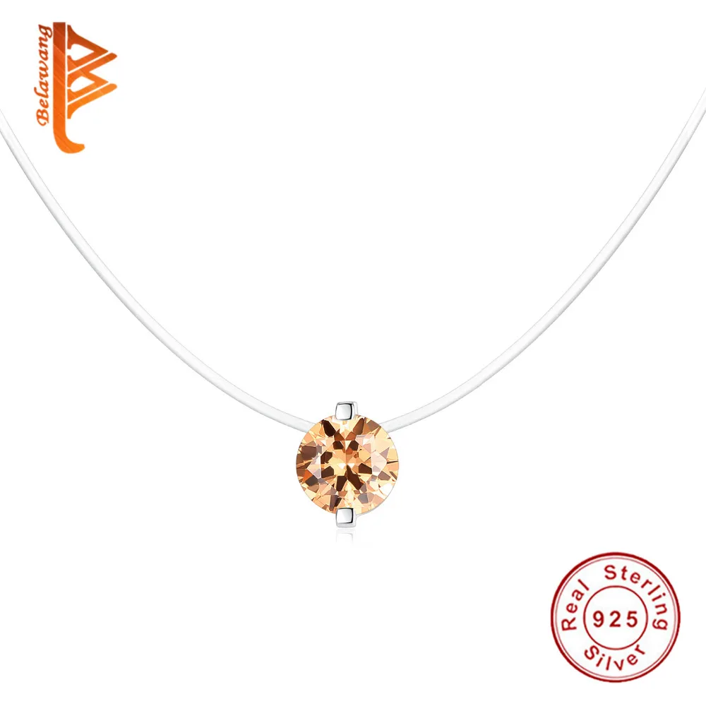 

925 Sterling Silver Romantic Gold Color Round Crystal Pendant Necklaces for Women Good Quality Luxury Jewelry Accessories Gift