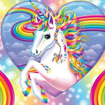 

Diy diamond painting bead embroidery cross stitch kit diamond mosaic heart & unicorn needlework decoration art KBL