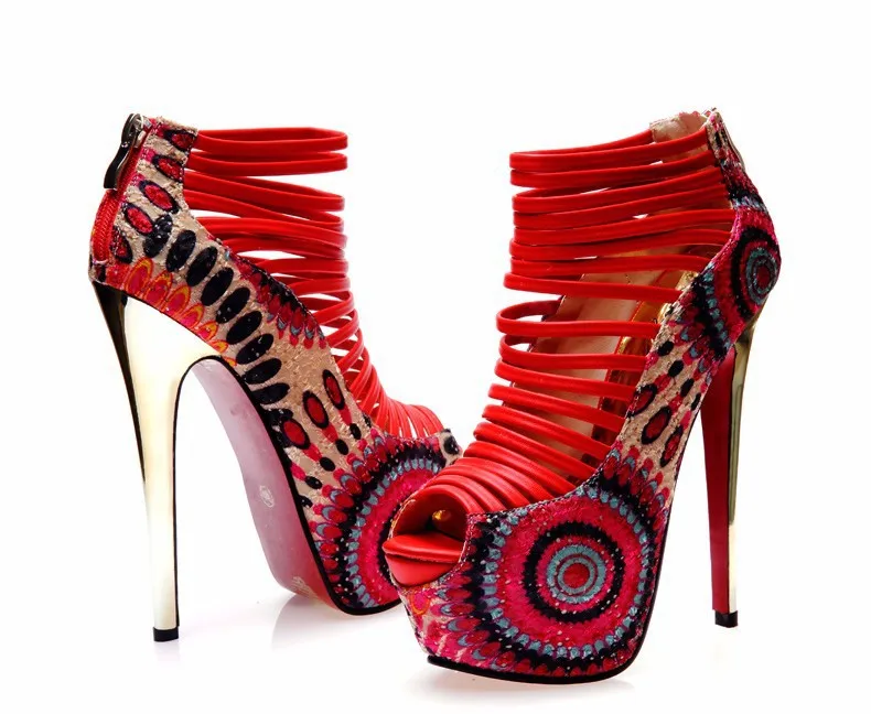 Gladiator Sandals High Heels Women Platform Wedges Red Sole Pumps Brand Design Discount Red ...