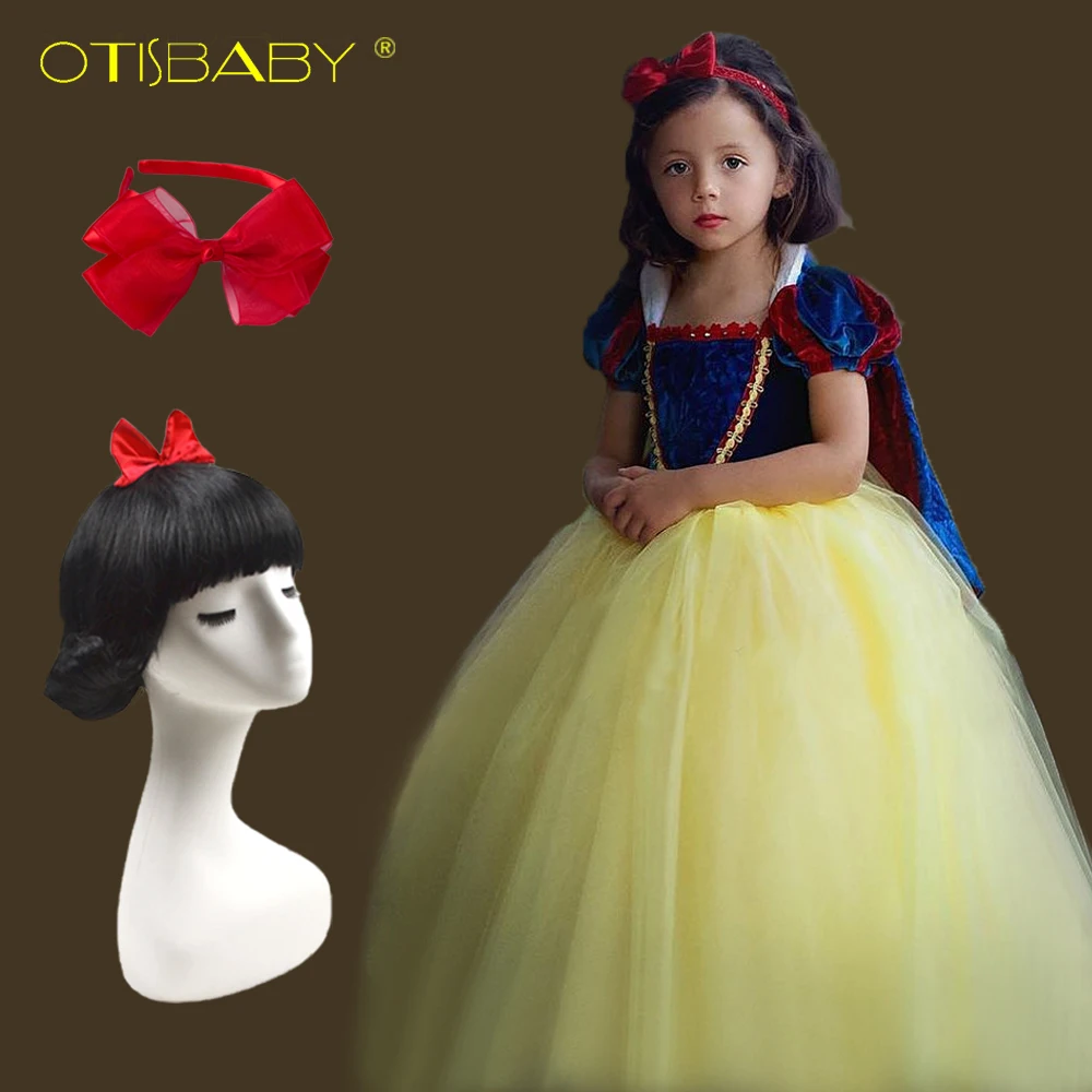 

Kids Snow White Princess Costume Girls Clothing Child Tulle Tutu Party Infant Dress for Girl 10 Years Ball Gown Wig Accessories