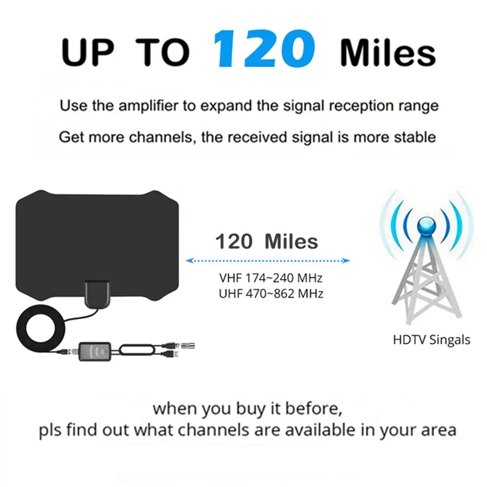 

AH-LINK Indoor TV Antenna 80 Miles Signal Amplifier Booster Digital HDTV Antenna TV Aerial VHF UHF DVB-T/ DVB-T2 radio Antennas