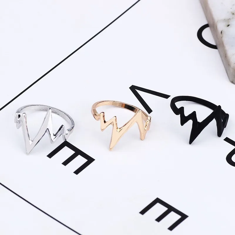 Кольцо с электрокардиограммой для мужчин и женщин|black gold|ring blackblack gold jewelry |