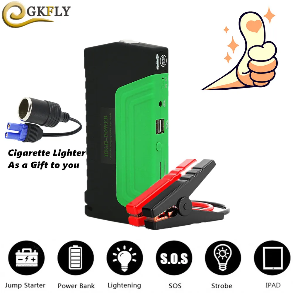 

High Power Tech 2019 Portable Jump Starter LED Flashlight Warning Light Huge Capacity Power Bank 12V Car Booster Starting Device