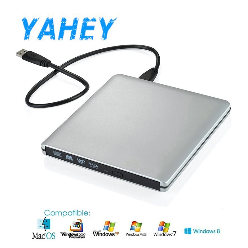 Yahey Bluray Player External Optical Drive USB 3.0 Blu-ray BD-ROM CD/DVD RW Burner Writer Recorder Portable for Macbook Laptop Yahey Bluray Player External Optical Drive USB 3.0 Blu-ray BD-ROM CD/DVD RW Burner Writer Recorder Portable for Macbook Laptop