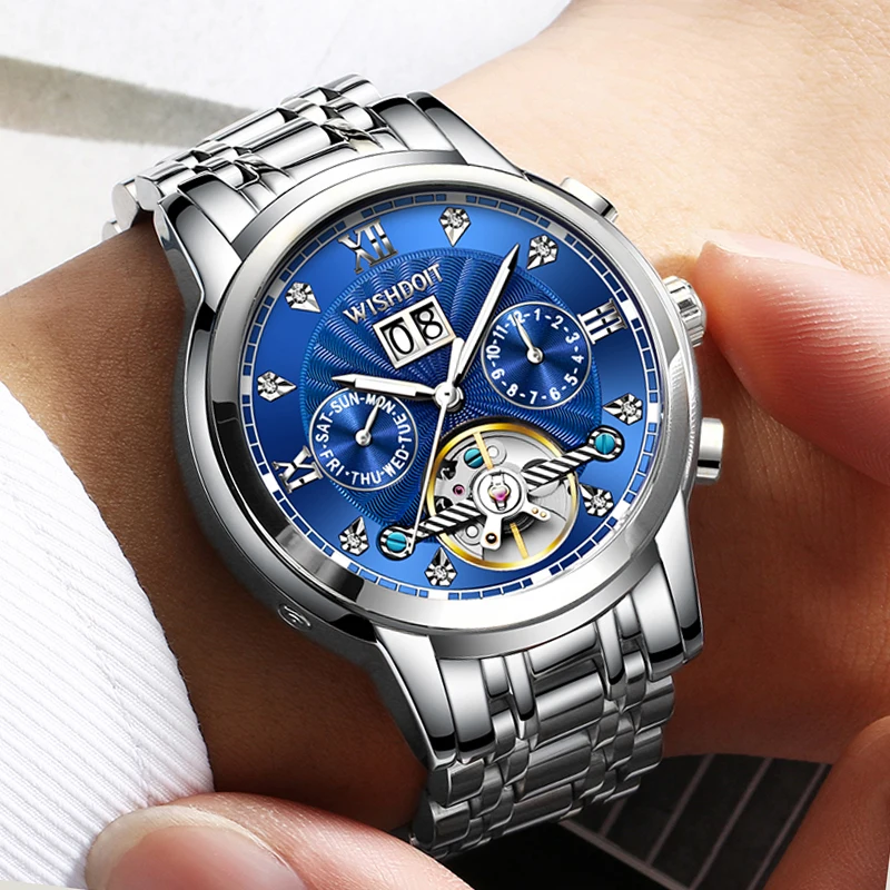 

WISHDOIT Automatic Watch Men High Quality Tourbillon Mechanical Watch Top Sport Waterproof Automatic Clock Man Relogio Masculino