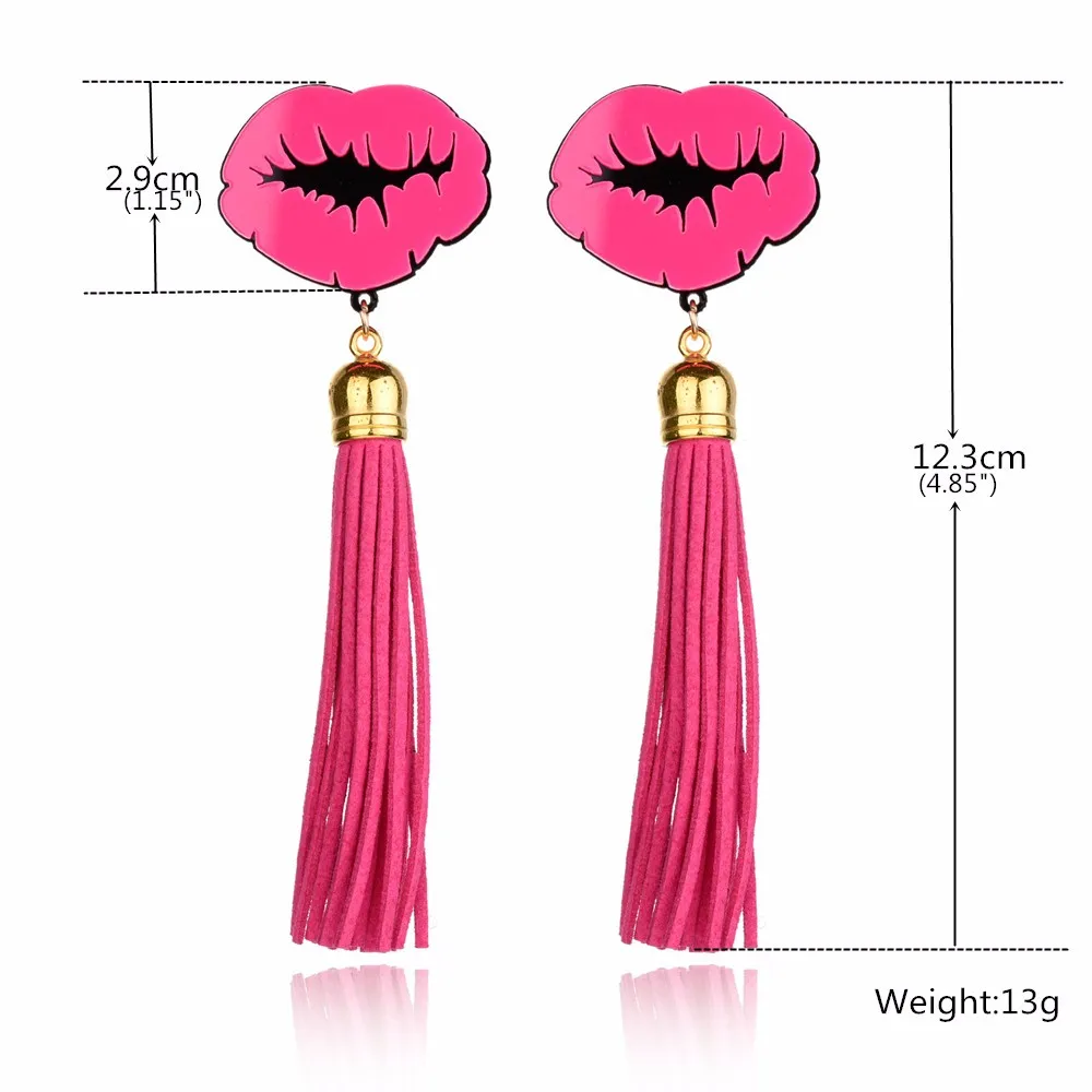 GEREIT очаровательные ювелирные изделия сексуальные красные губы длинные сережки с кисточками для женщин модные Подвесные серьги хип хоп вечерние аксессуары