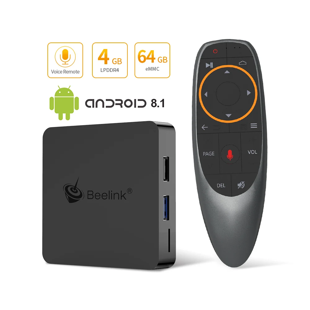 Beelink GT1 мини ТВ Box Android 8 1 4G RAM 64g EMMC Amlogic S905X2 четырехъядерный процессор ARM Cortex-A53 2. 4G/5 Г