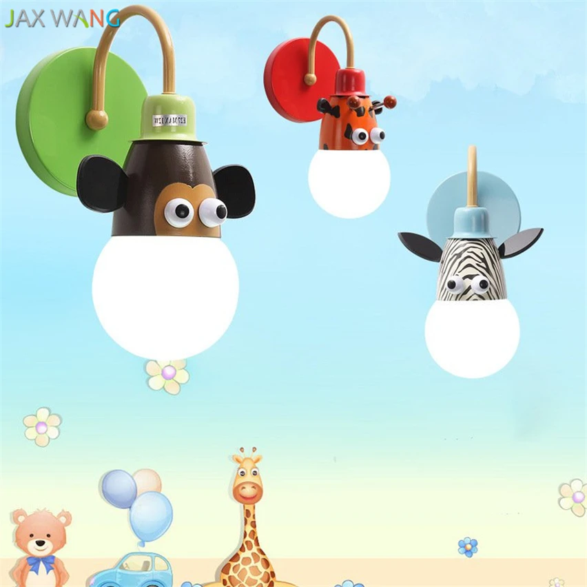 

Modern Cartoon Animal Wall Lamp LED Wall Lights Giraffe/Monkey/Zebra Lamps for Kid Children Room Bedroom Bedside Home Lighting