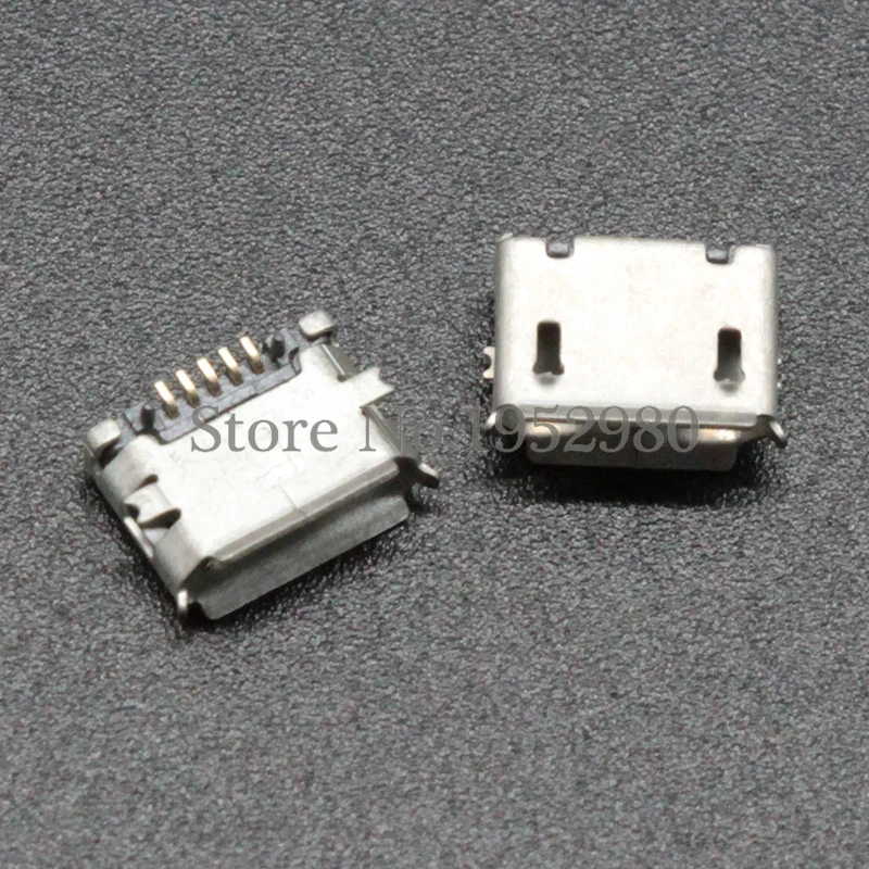 10pcs Micro Usb Connector 5 Pins B Type Female Socket Smt 180 Degree