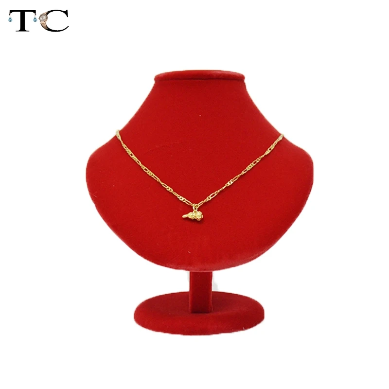 GemeShou Small Velvet Necklace Display Stand Metal Gold Jewelry Neck Hanger Holder for Retail Online Jewelry Show Photo【White 】 
