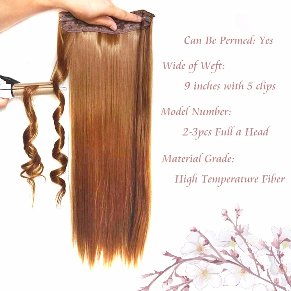 Chorliss, 24 дюйма(60 см), длинные прямые женские волосы для наращивания на заколках, черные, коричневые, цельные, высокая температура, синтетические волосы