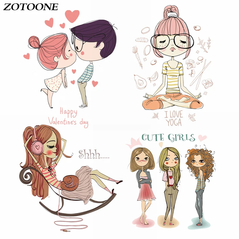 

ZOTOONE Girl Iron on Transfer Patches Stripes on Clothing Diy Patch Heat Transfer for Clothes Decoration Stickers Accessories E