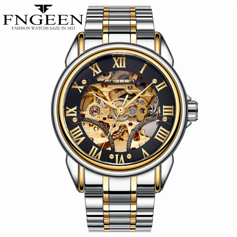 Часы мужские автоматические механические из нержавеющей стали|hombre|hombre reloj |