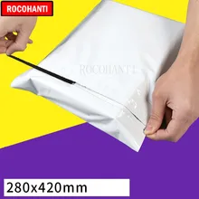 100x Заказные печатные перфорированные легко открывающиеся вкладки белые Поли Почтовые Конверты мешок подарочная упаковка сумка с логотипом 28x42 см