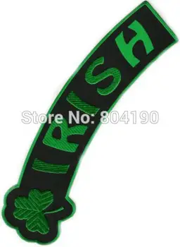 

12" LARGE IRISH CLOVER UPPER TOP ROCKER MC Jacket Back PATCH Iron-on IRELAND Jumbo EMBLEM Badge Applique Wholesale