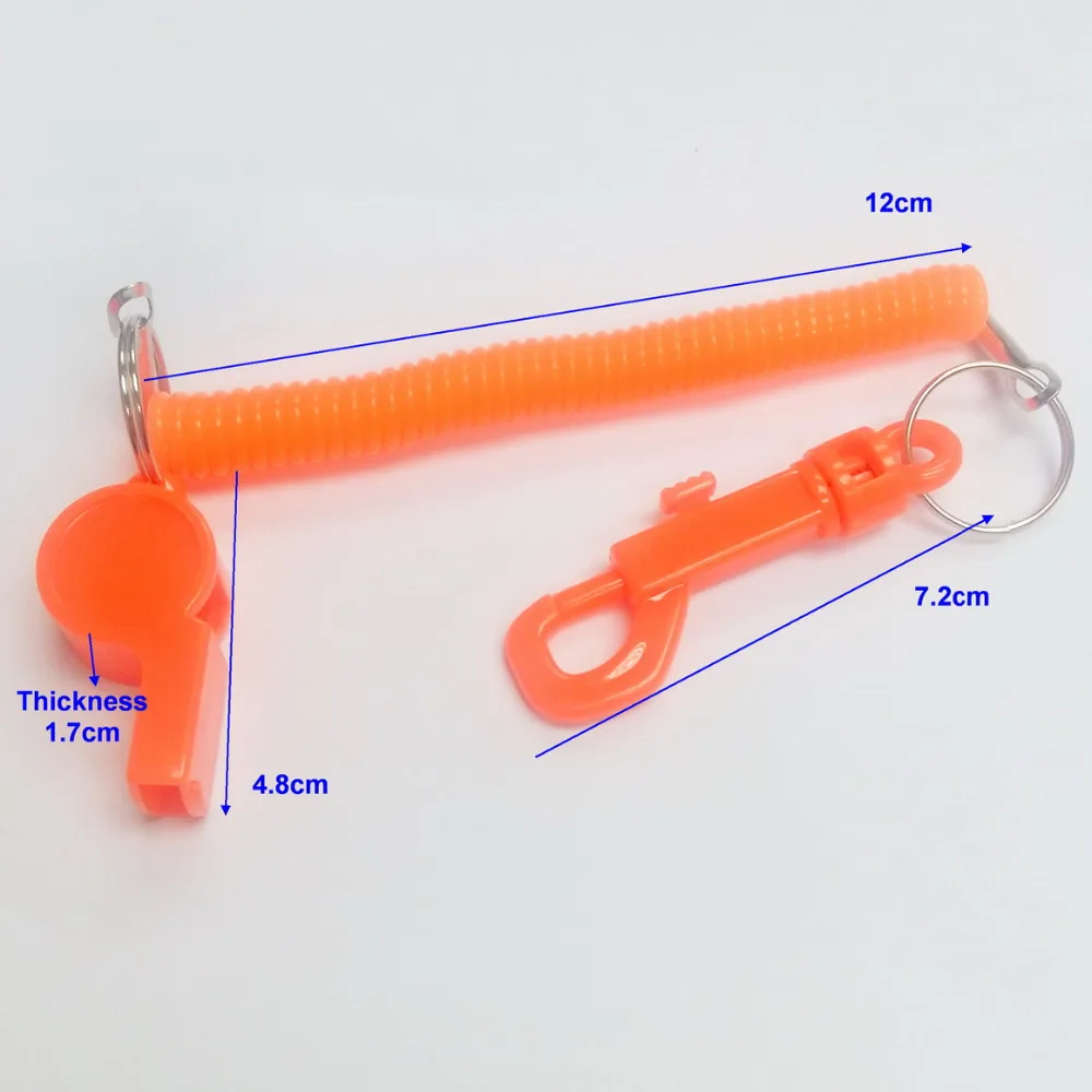 Whistle with Spiral Wrist Coil swivel clip snap Hook 22g    