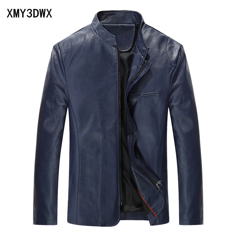 New 2017 Fashion PU Leather Jacket Men Black Red Brown Solid Mens Trend Slim Fit Youth Motorcycle Suede Jacket And Coat Male