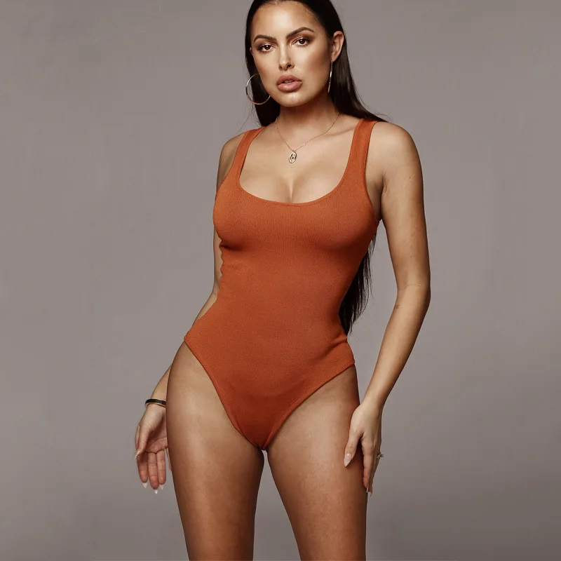 ANJAMANOR مضلع حك أكمام قطعة واحدة ارتداءها مثير Clubwear بذلة عالية الجودة الجسم الدعاوى للنساء الصيف قمم D92AZ21