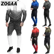 ZOGAA Новые повседневные мужские комплекты Спортивный костюм Верхняя одежда с длинными рукавами 2