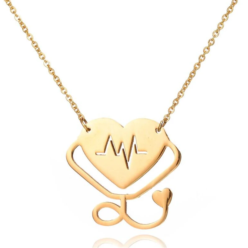 Medical Stethoscope Pendant Chain Necklace Rose Gold/Gold/Silver Color