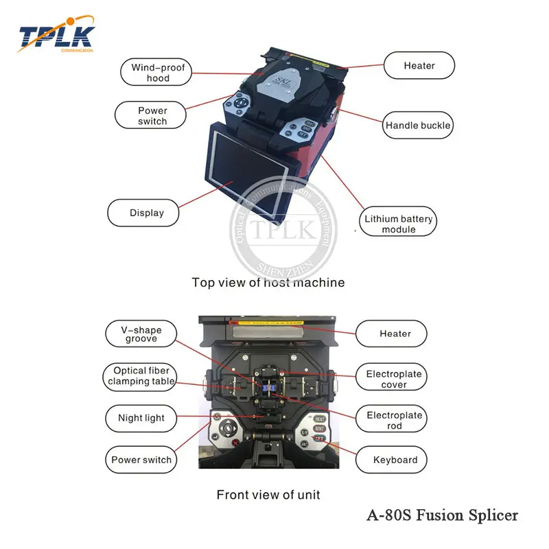 Горячая A-80S автоматический аппарат для сварки волокон FTTH Интеллектуальный оптический сварочный аппарат четыре мотора SM/мм цена части
