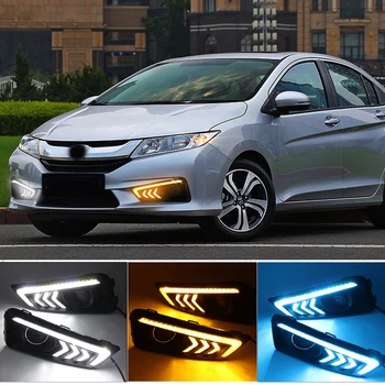 

CAPQX 1 Pair For Honda City 2017-2018 LED Daytime Running Light Turning Signal Lamp DRL Day Light Car-styling Front Bumper Light