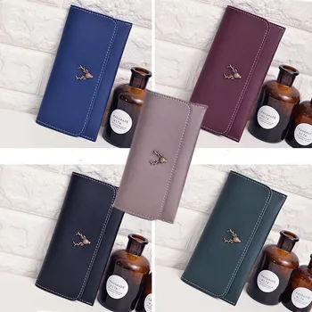 

Fashion ladies wallet large capacity buckle wallet long clutch bag solid color square wallet Dropship Y429