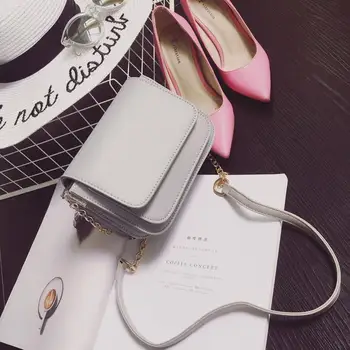 

Simple and stylish new small square chain bag High quality PU leather Women bag Sweet girl wild shoulder bag Leisure Female bag