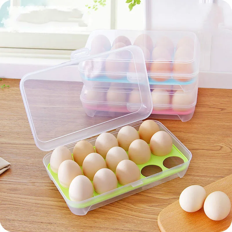 Kitchen 15 Egg Box Refrigerator Storage Portable Picnic Plastic | Дом и сад