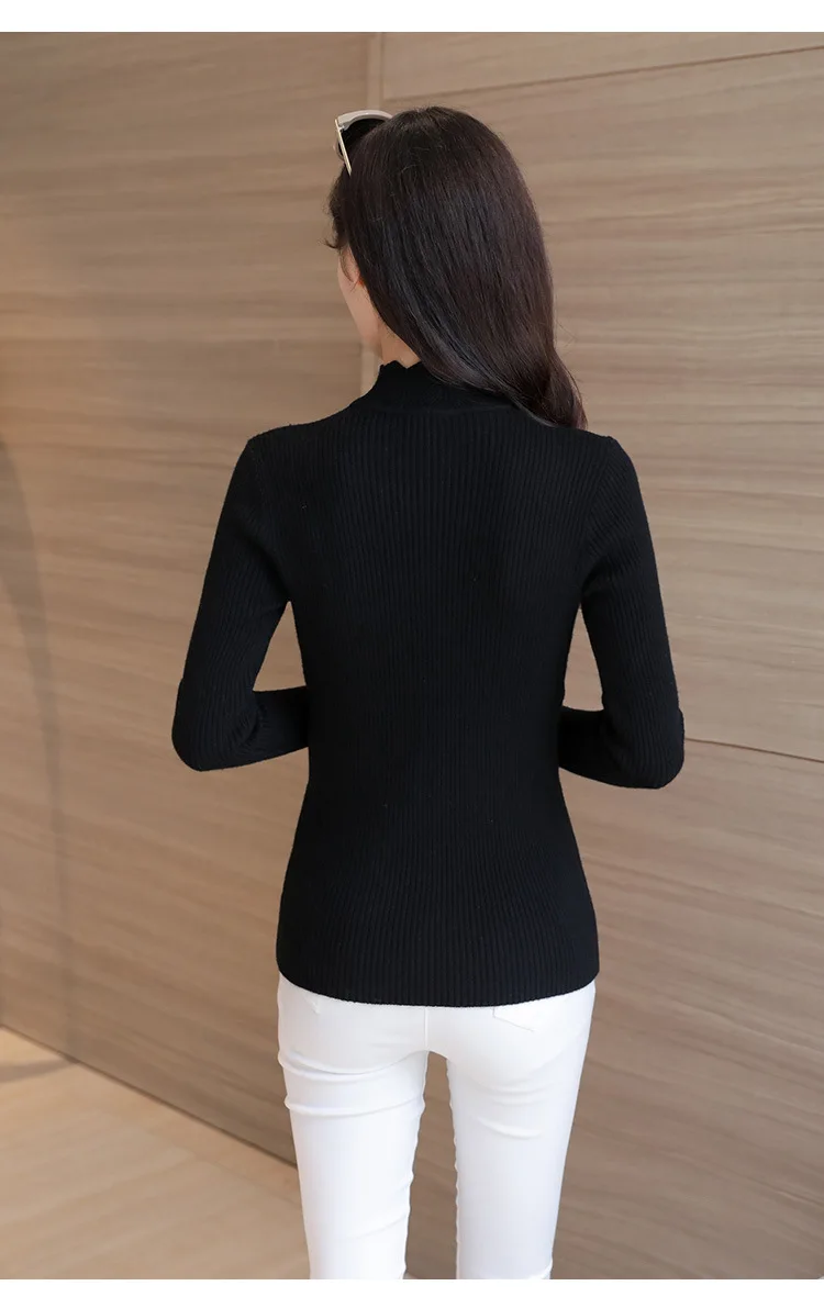 High Elastic Knitted Sweater Women 2019 Autumn Winter Lace Patchwork Long Sleeve Women Sweaters And Pullovers Female Pull Femme