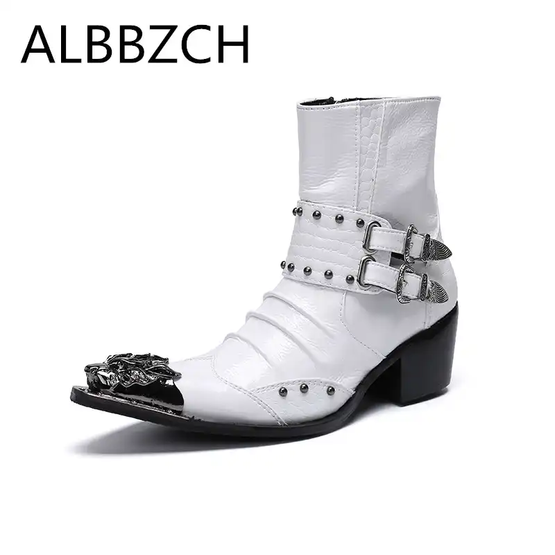 mens white ankle boots