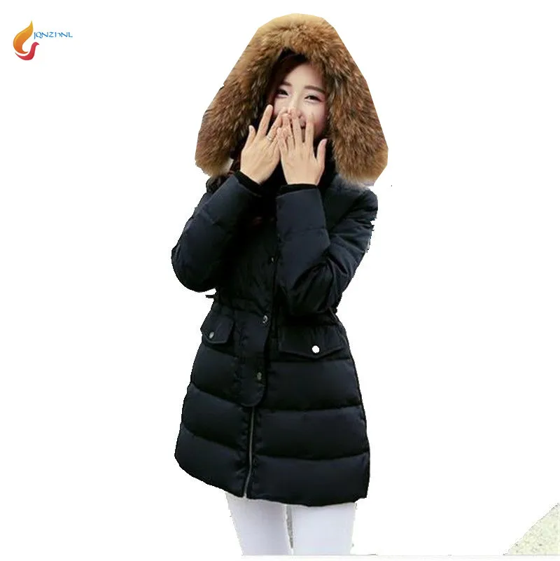 

2017 Autumn Winter Han edition Down jacket Medium long Leisure Thicken Keep warm Hooded fur collar Big yards Women Coat G323