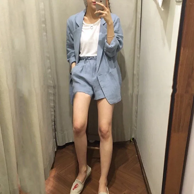 

Womens two piece sets 2019 spring and summer new style casual thin section solid color fashion OL jacket + pants