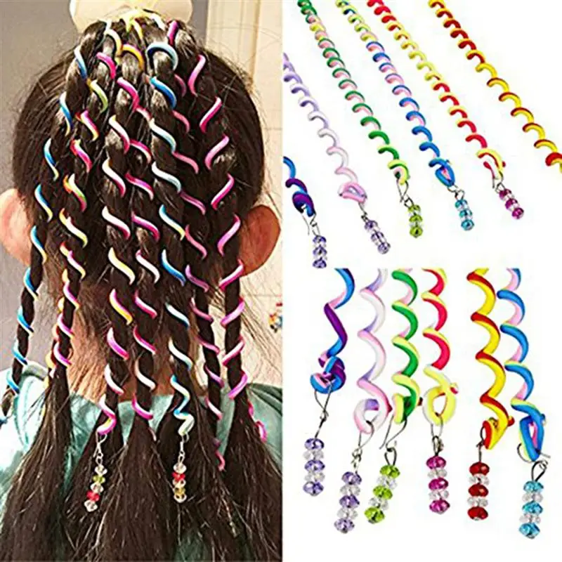12pcs Women Girls Rainbow Roller Curler Polymer Clay Hair Twister