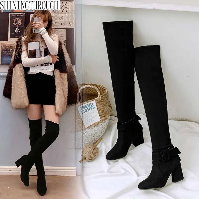 

NEMAONE 2019 New high heels women over the knee high boots black ladies winter dress party shoes large size 41 42 43