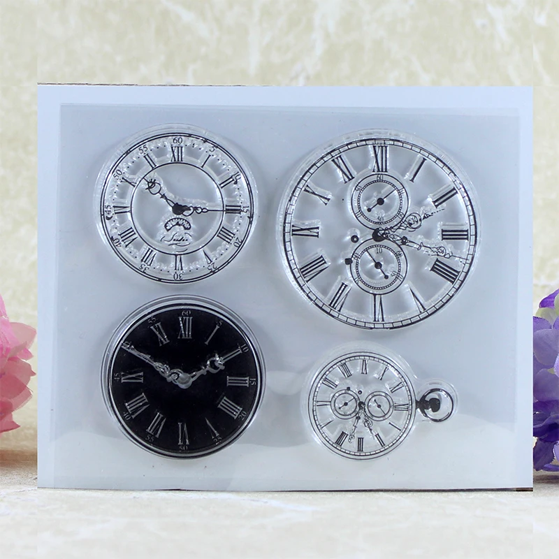 YLCS147 часы силиконовые прозрачные штампы для скрапбукинга DIY альбом бумага украшение для создания открыток Тиснение Резиновый Штамп 10x12,6 см