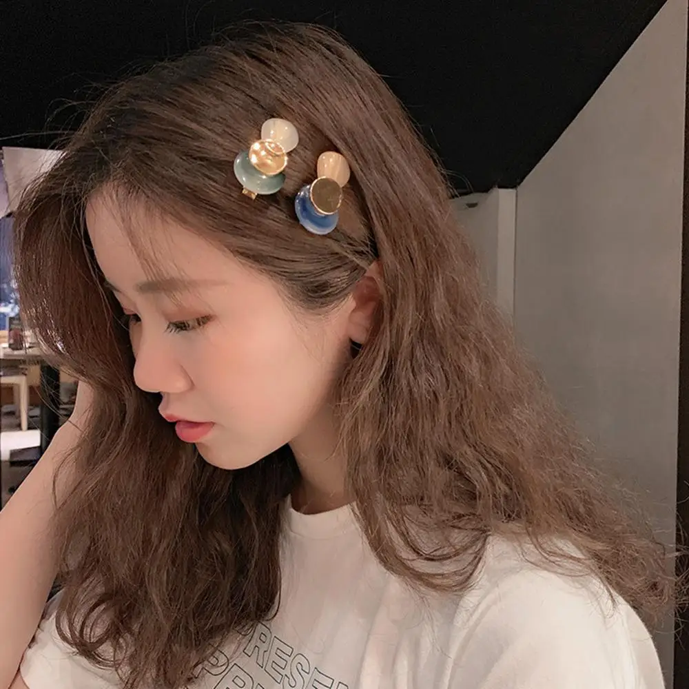 

Korean Style Candy Color Hairpins Girls Irregular Acrylic Duckbill Clip Barrettes Geometric Wedding accessoire cheveux