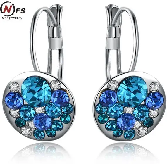 Austrian Crystals Earrings Loway Red Blue Hoops Earings Austrian Crystals Earrings Loway Red Blue Hoops Earings Brinco Fine Jewelry Wedding Brand Design For Women In Hoop From