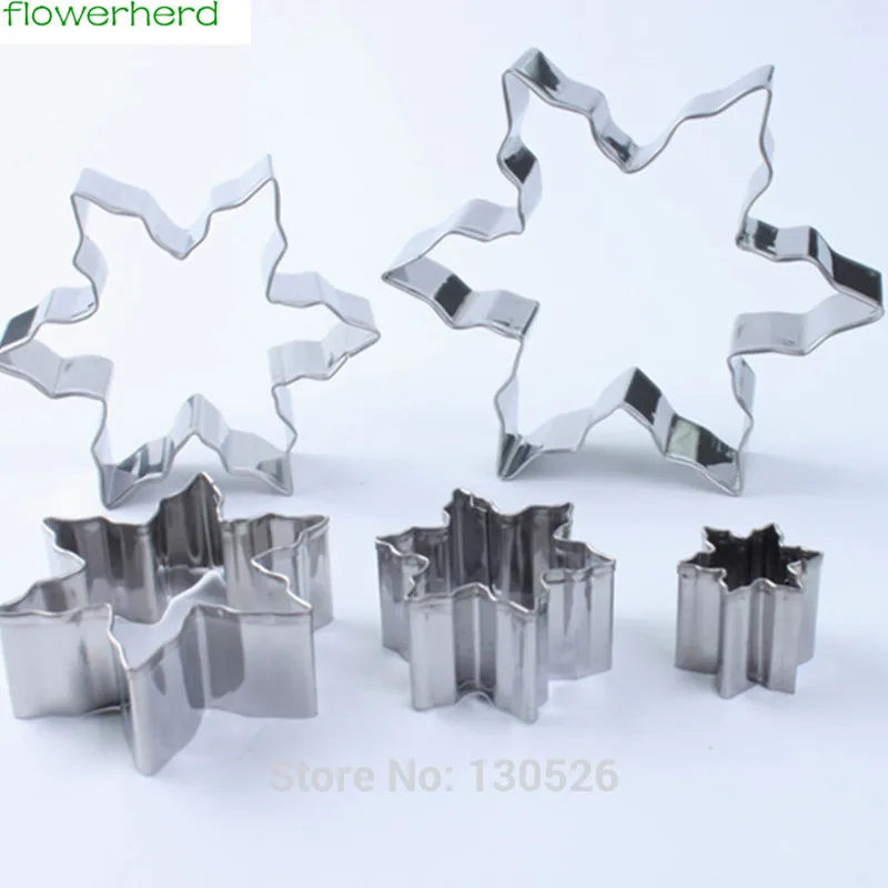 

5pcs/set Stainless Steel Merry Christmas snowflake Shaped Mold Biscuits Cutters Tools Cookie Cake Mold Jelly Pastry Baking Mould