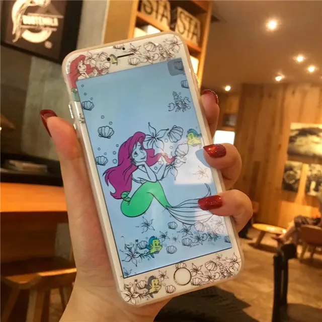 Русалка Рапунцель Алиса принцесса шаблон протектор экрана для iPhone 7 плюс 8 плюс 6 6S Закаленное стекло пленка 9H - Цвет: 54