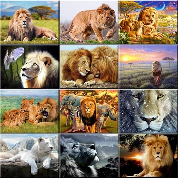 

2020 DIY Round Rhinestones Diamond Embroidery lion lovers Diamond Mosaic Needlework Diamond Painting cross stitch Crafts fc300