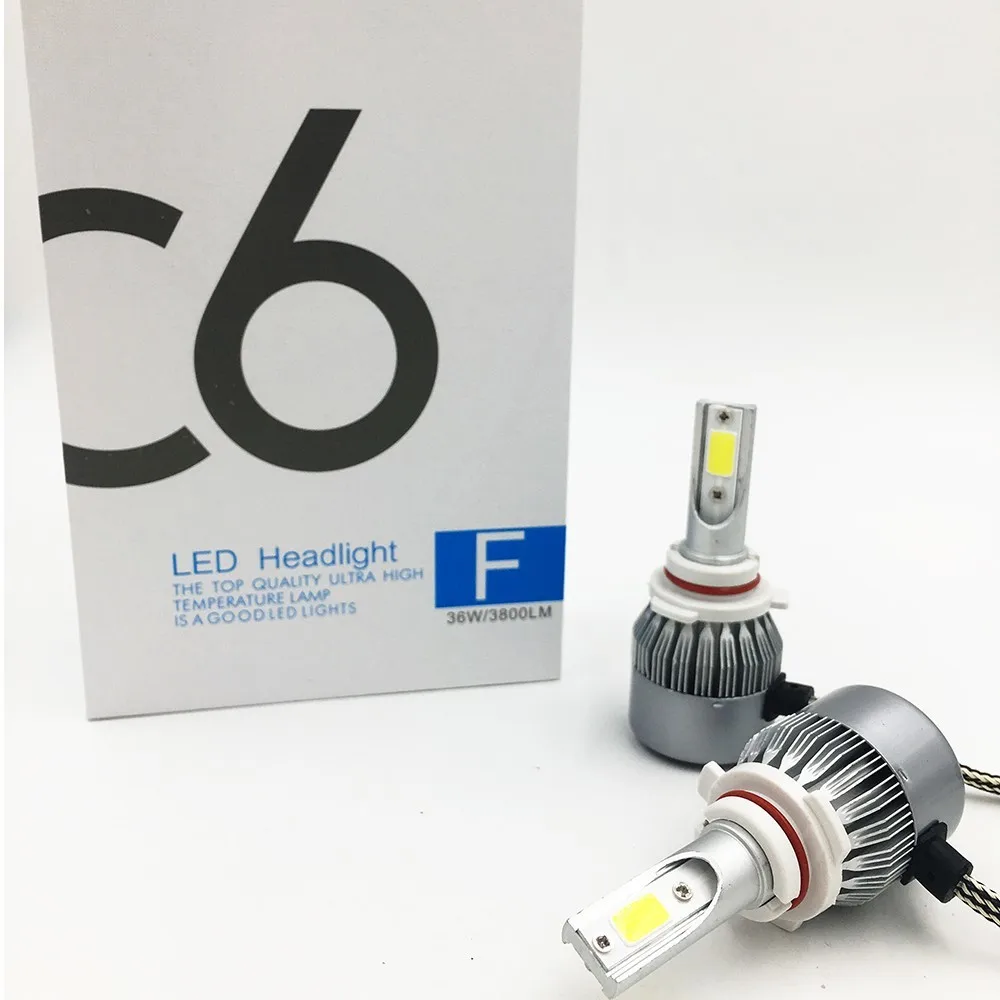 Самые дешевые C6 9005 авто лампы Комплект Огни 72 Вт 7600LM, светодиодный светильник с