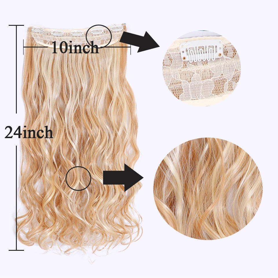 SHANGKE 28'' Long Wavy 5 Clip In Hair Extensions Heat Resistant Synthetic Fake Hairpieces Natural False Hair Pieces Women Hair SHANGKE 28'' Long Wavy 5 Clip In Hair Extensions Heat Resistant Synthetic Fake Hairpieces Natural False Hair Pieces Women Hair