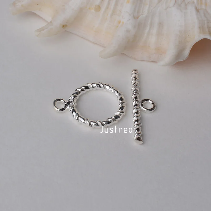 Sterling Silver Toggle Clasp Twisted Bar and Circle (2)