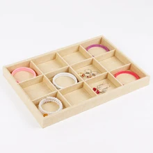 LAN LIN 12 girds jewelry receive tray yellow linen display tray bracelets display Show Case jewelry display storage hot selling