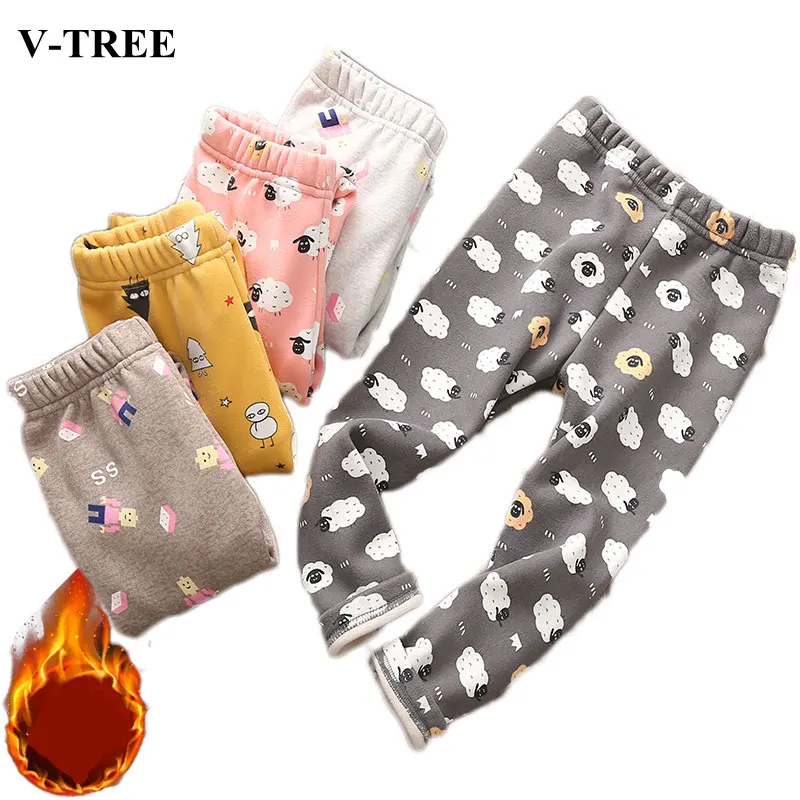 

Winter Fleece Girls Pants Thicken Leggings For Boys Warm Children Trousers 2-8T Kids Bottom Toddler Pants Clothing