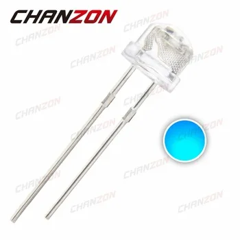 100pcs 5mm Straw Hat Blue LED Diode Water Clear 5 mm High Brightness Transparent Light Emitting Diode LED Lamp DC 3V 20mA